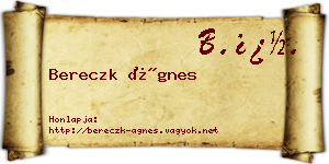 Bereczk Ágnes névjegykártya