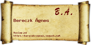 Bereczk Ágnes névjegykártya